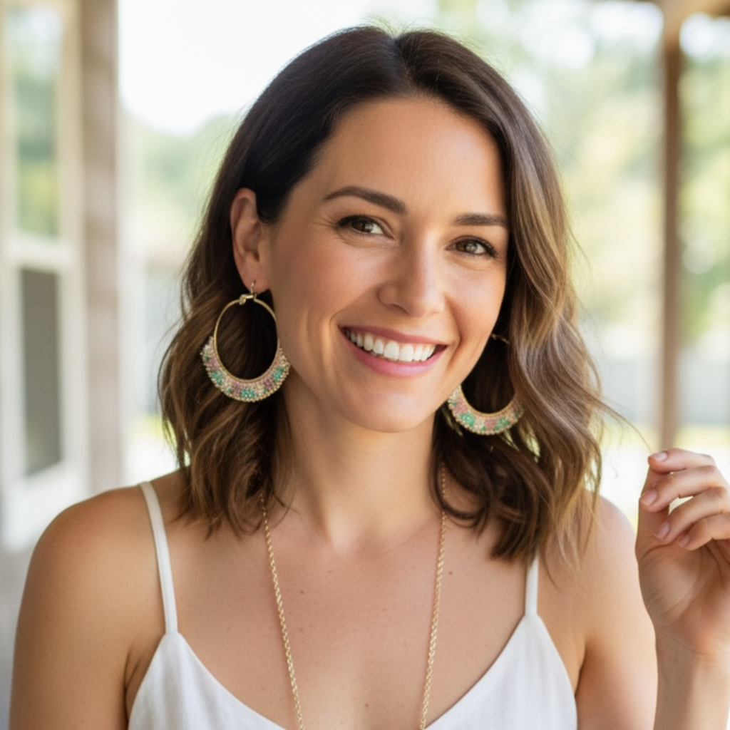 Hand-Embroidered Hoop Earrings