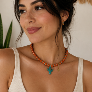 Murano Glass Green Cactus Necklace