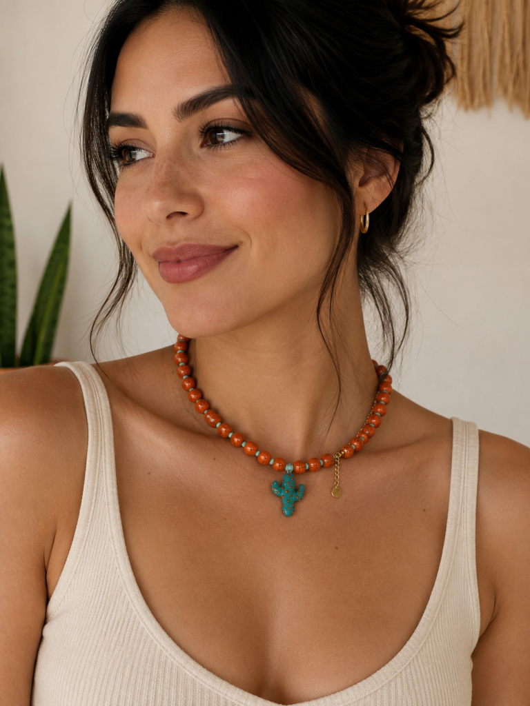 Murano Glass Green Cactus Necklace